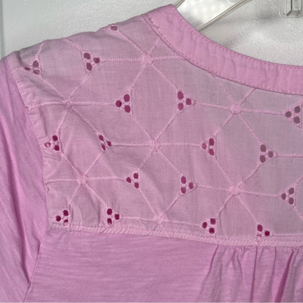 St. John's Bay Light Pink Eyelet Blouse Sz XL Short Sleeve Lined V-Neck Top - Picture 9 of 11